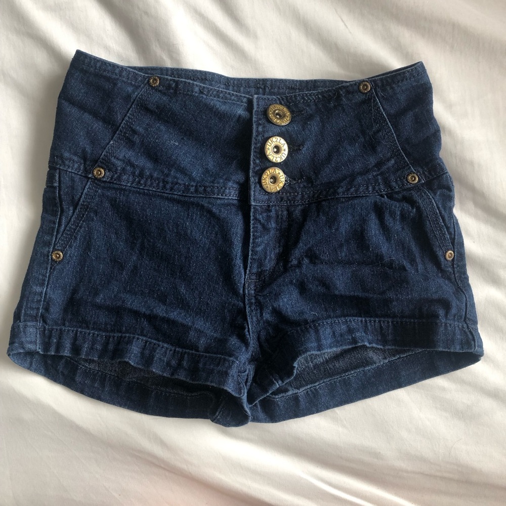 Dark Blue Vintage Sailor Denim Mini Shorts